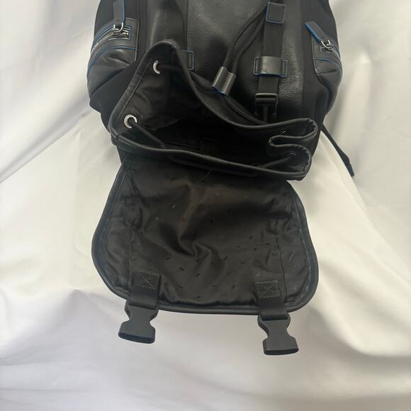 Michael Kors MK Black Nylon Leather Cooper Backpack Logo Patch Buckle Flap Bag main image 7